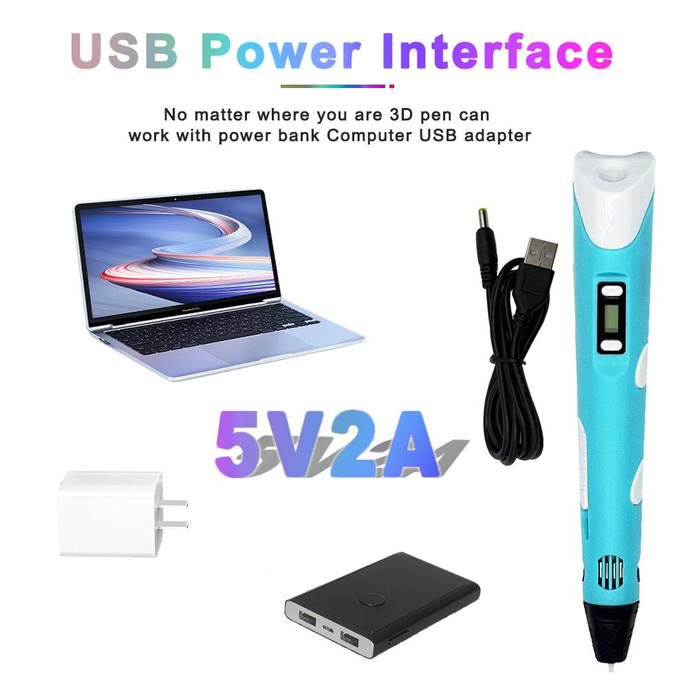 USB 3D Druck Stift DIY Zeichnung 9M PLA Filament Dreidimensionale Graffiti Spielzeug Kunst Werkzeuge Für Kinder Geburtstag Weihnachten geschenk