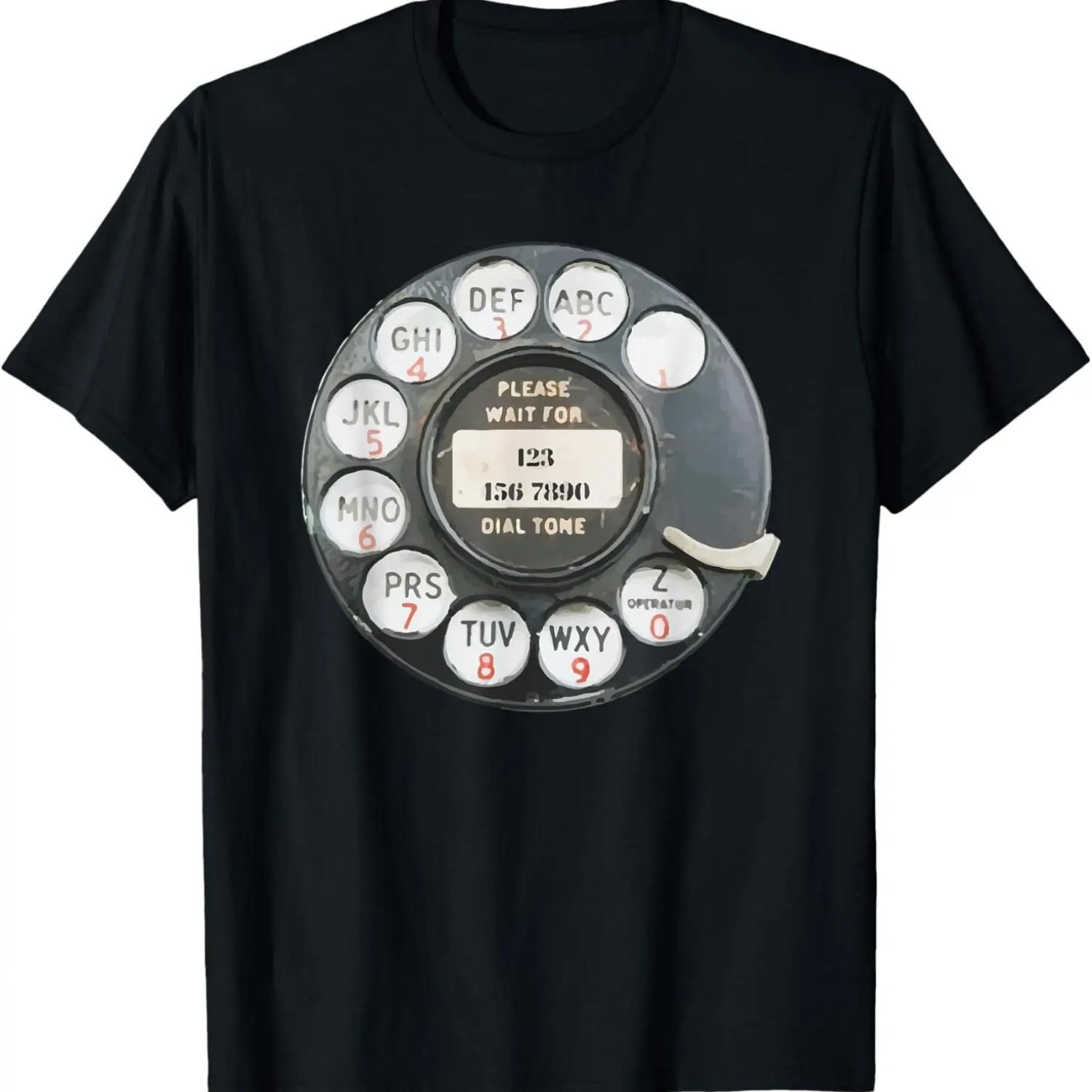Vintage Retro Rotary Dial Phone Graphic Art T-Shirt S