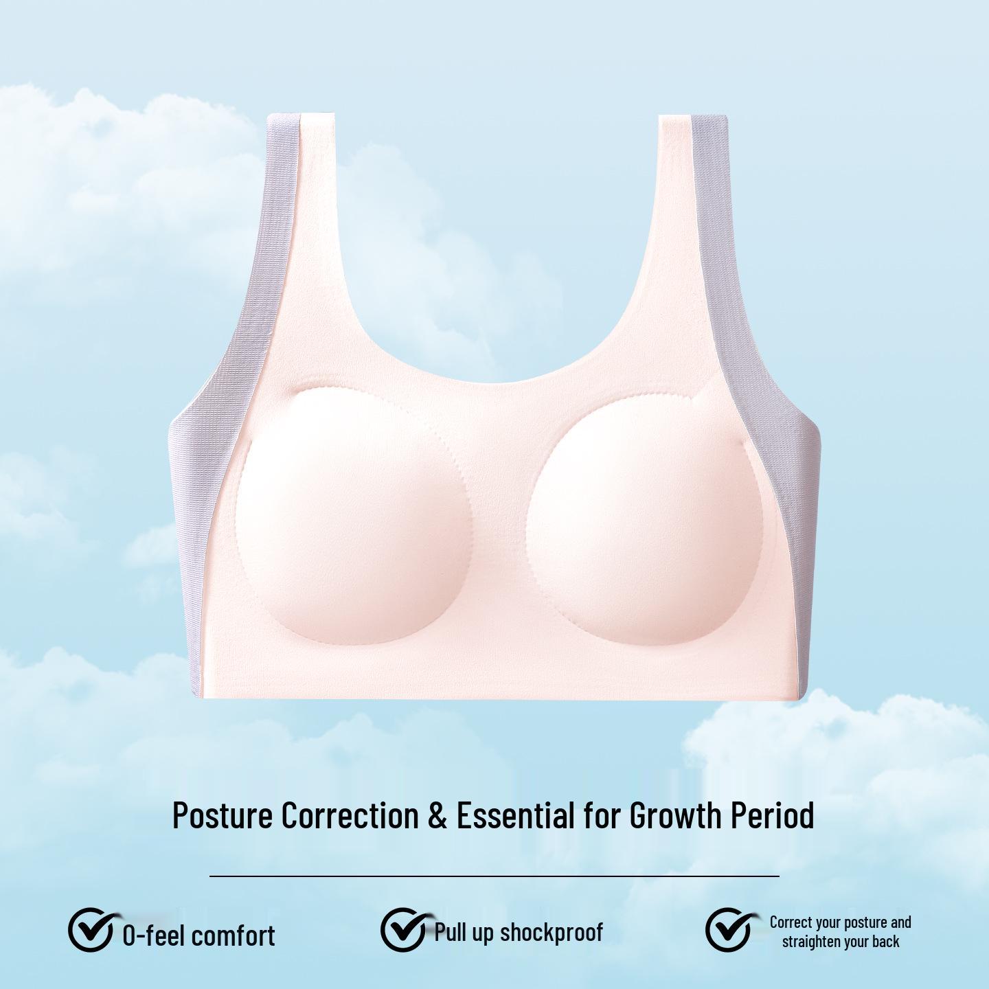Seamless Shockproof Girls  Sports Bra with Fixed Cups for Junior & High School Students