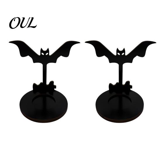 Anti Deformation Wood Base Halloween Wooden Shadow Candle Holder, Scarecrow Bat Black Cat Ghost Silhouette Artistic Table Ornament for Home