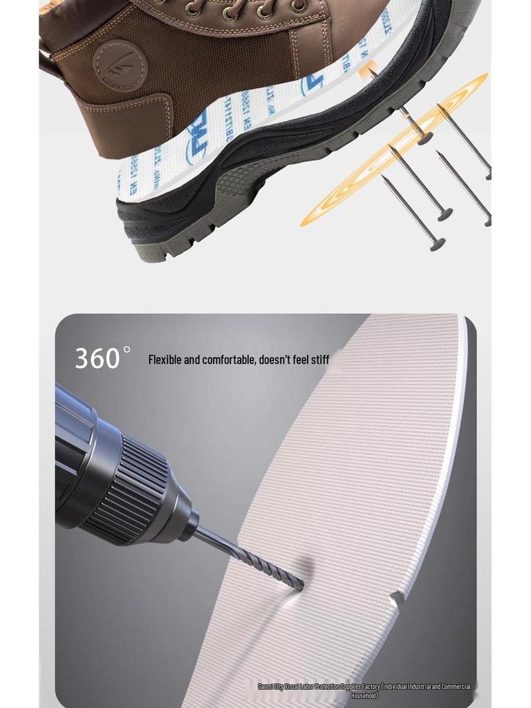 Steel Toe Lightweight Anti-smash Puncture-resistant Safety Boots for Men - Comfortable and Durable for Long Hours