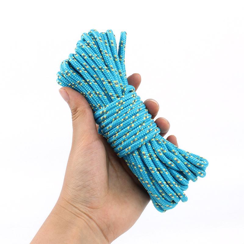 Outdoor Tent Accessory: 10M Reflective Rope, 5mm Thick, Ground Pegs, Windproof Guyline, Clothesline, Awning