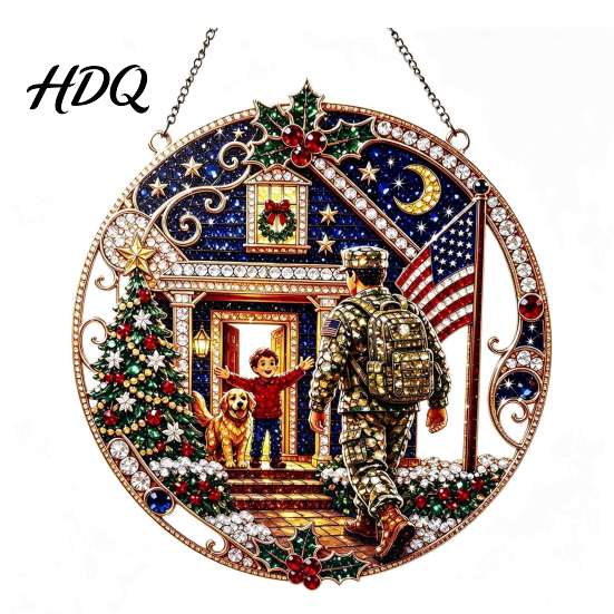 Decorative Hanging Ornaments for Home Christmas Diamond Art Ornament 2D Acrylic Pearl Painting Gift Friends