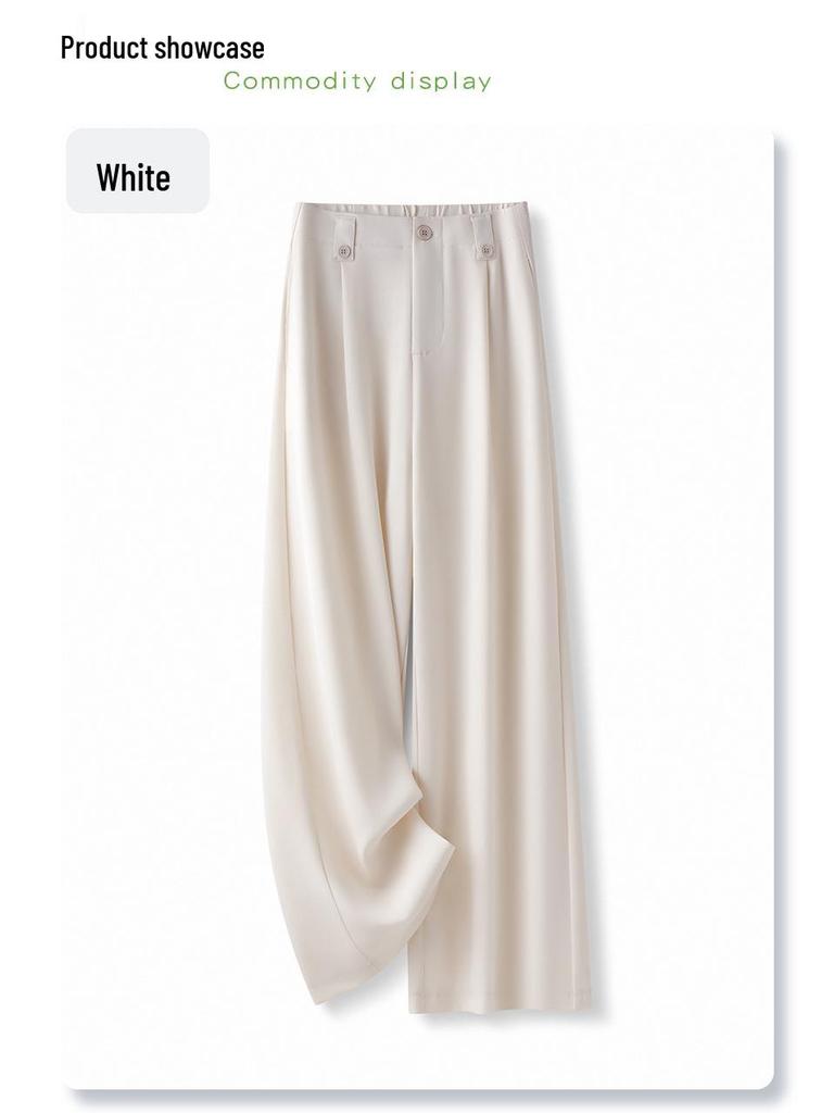 Damskie szare spodnie z wysokim stanem i szerokimi nogawkami - Kolekcja Wiosna 2025: Układający się, Luźny, Prosta nogawka, Casualowa elegancja