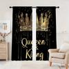2pcs Golden Crown Printed Curtains Room Darkening Polyester Curtain Home Decor Rod Pocket Window Drapes