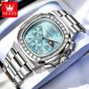 OLEVS New Original Luxury Fashion Square Quartz Watch Men Moon Phase Chronograph Watch Waterproof Luminous Date Watches For Man