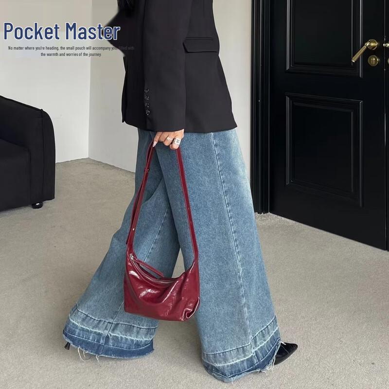 Retro Pleated Cowhide Shoulder Crossbody Bag