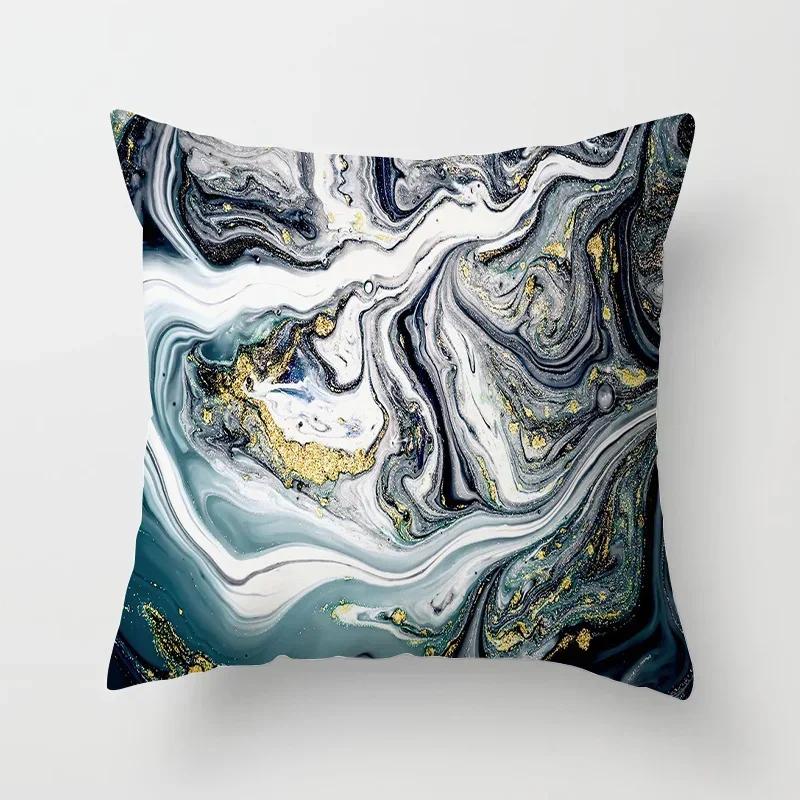 45*45 Marble Ocean Sea Pattern Polyester Throw Pillow Living Room Cushion Cover Home Decoration Sofa Decorative Pillowcase