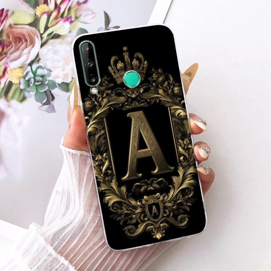 For Huawei Y7p Royal Crown Initial Letter Couple Phone Case For Huawei Y7P 2020 ART-L28 L29 Soft Silicone TPU Covers Bumpers
