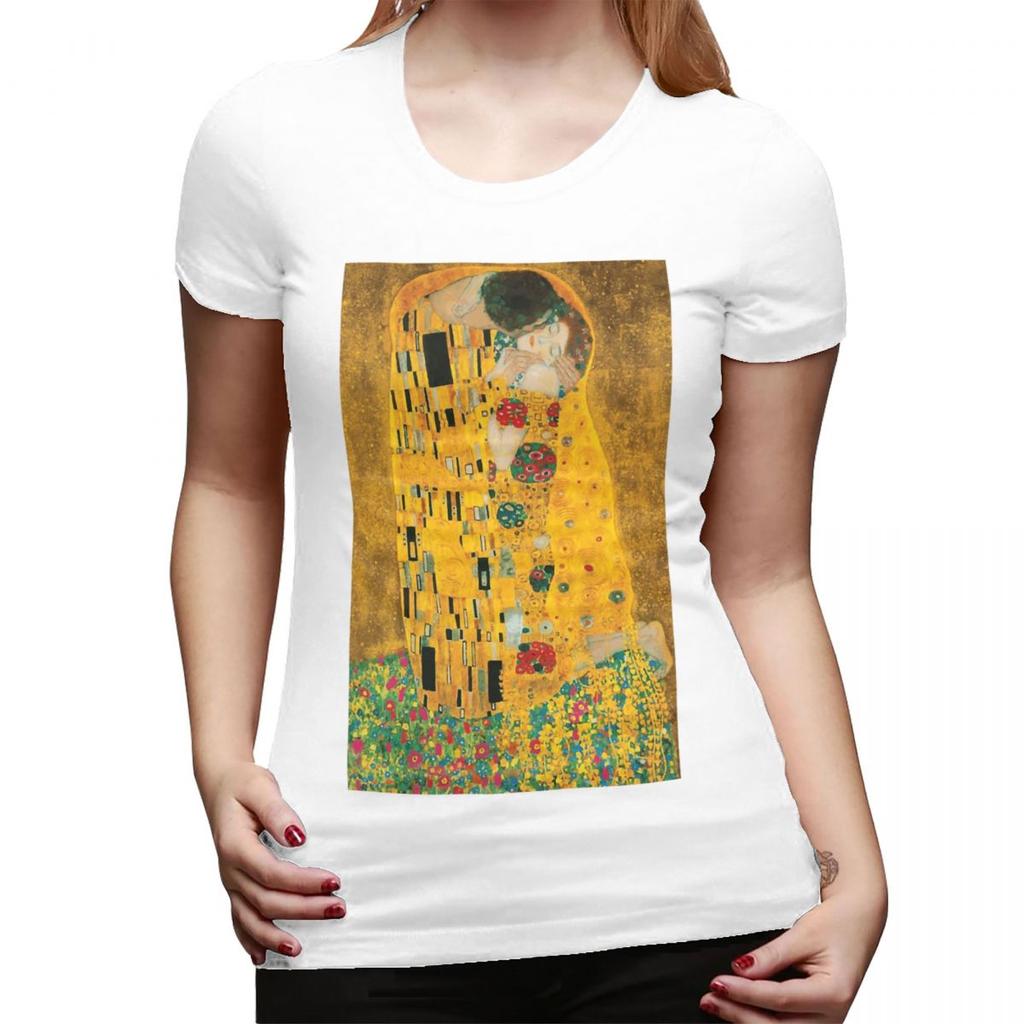 The Kiss By Gustav Klimt TShirt for Women Crew Neck Streetwear T Shirts Womens Short Sleeve Summer Clothes Tops
