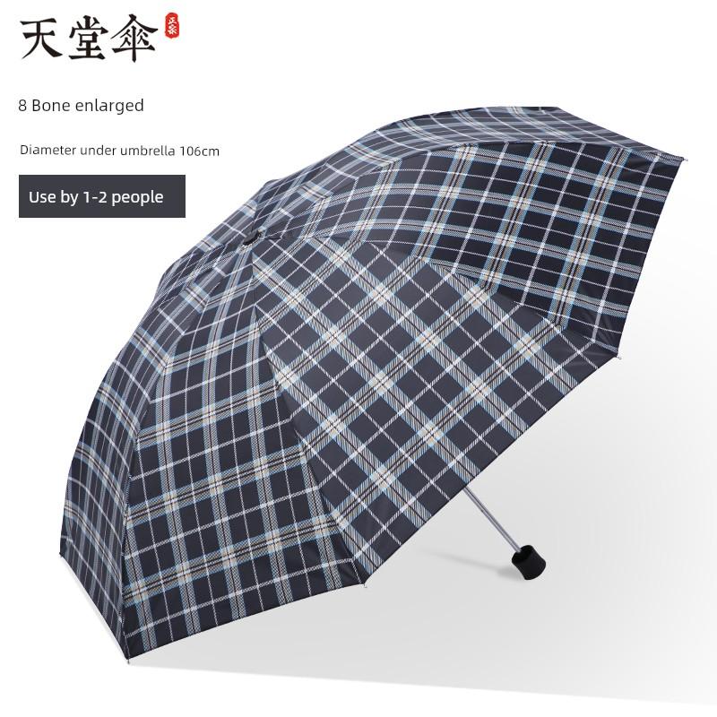 Paradise Umbrella Checkered Umbrella Extra Large Umbrella for Men and Women 3-Fold Umbrella Extra Large 8 Bone Double Business Dual-Use Umbrella