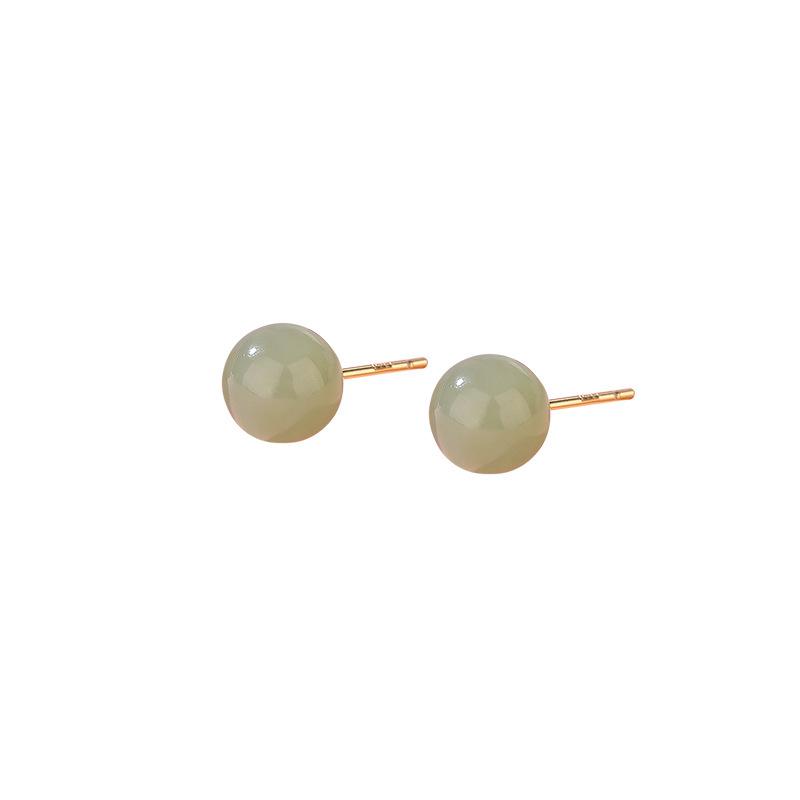 Natural Hetian Jade Earrings Are Simple, Versatile, Small, Exquisite, High-end Earrings In Summer Versatile Trendy