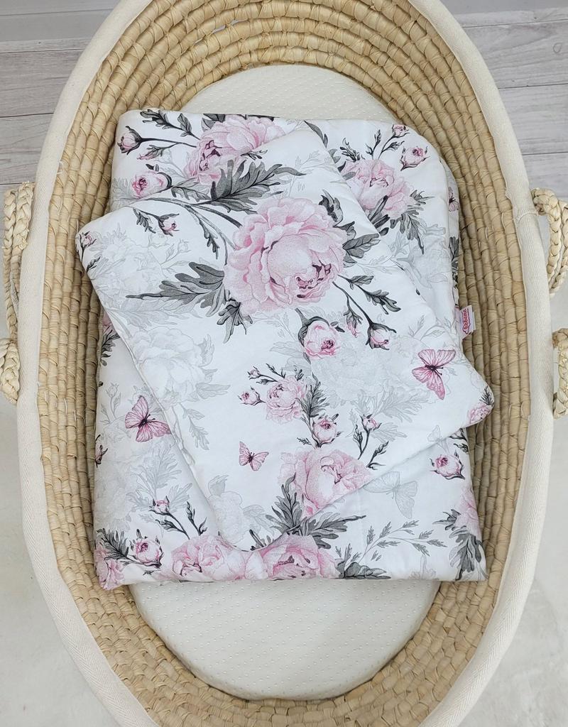 Baby bedding set with filling, 2 pieces, 75x100cm NEWBORN - Romantic peonies