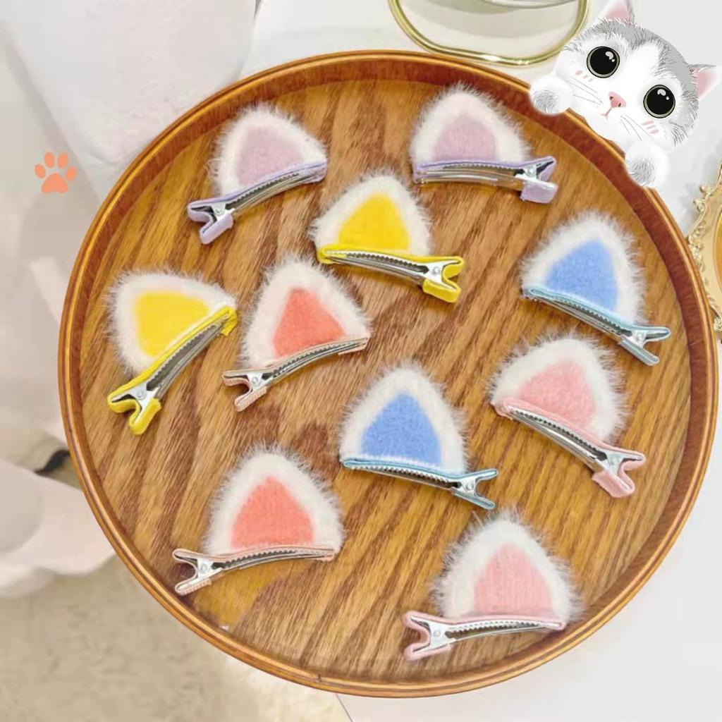 Pastel Nyanko Clips, 5 Colors, Set of 10, Ribbon Clips, Lolita, Dreamy Kawaii, Gothic Lolita Hair Clips, Hairpins, Hair Accessories [Used]