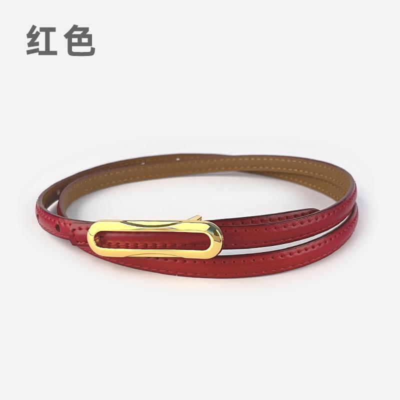 Leather Women'S Thin Belt Cowhide With Casual Pants Dress Women'S Thin Belt