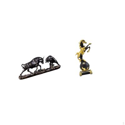Modern Feng Shui Animal Sculpture Collection Featuring Cow Cattle And Horse Figurines for Desk