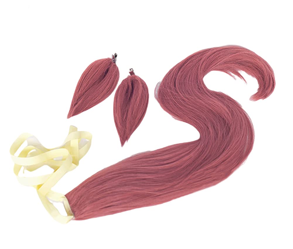 ABUNDANTDOODS Miho no Cosplay Disguise Cosplay Wig with Net and Pink and Bourbon-style Wig, Heat-Resistant, 75cm, Wig, Comb, (Wig, Ears, Tail)