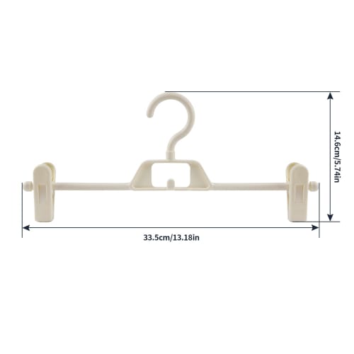 UN Skirt Hanger, 15-Piece Pants Hanger, Non-Slip, Adjustable, Space-Saving, Clip-On, 360-Degree Rotation (Ivory)