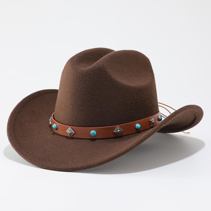 Top Hat Men's and Women's Ethnic Style Tibetan Wool Retro Western Cowboy Hat European and American Jazz Hat Felt Hat