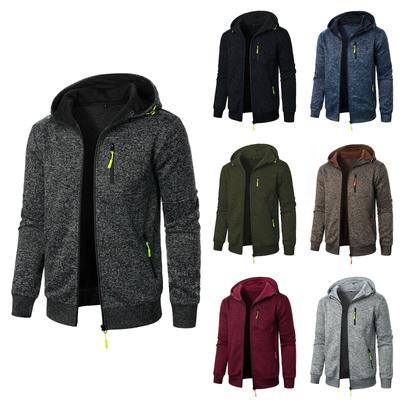 Men's Autumn And Winter Sports Leisure Jacquard Hoodie Crdigan Hoodie Zipper Sweater Knit Cardigan With Pockets Men's Clothing
