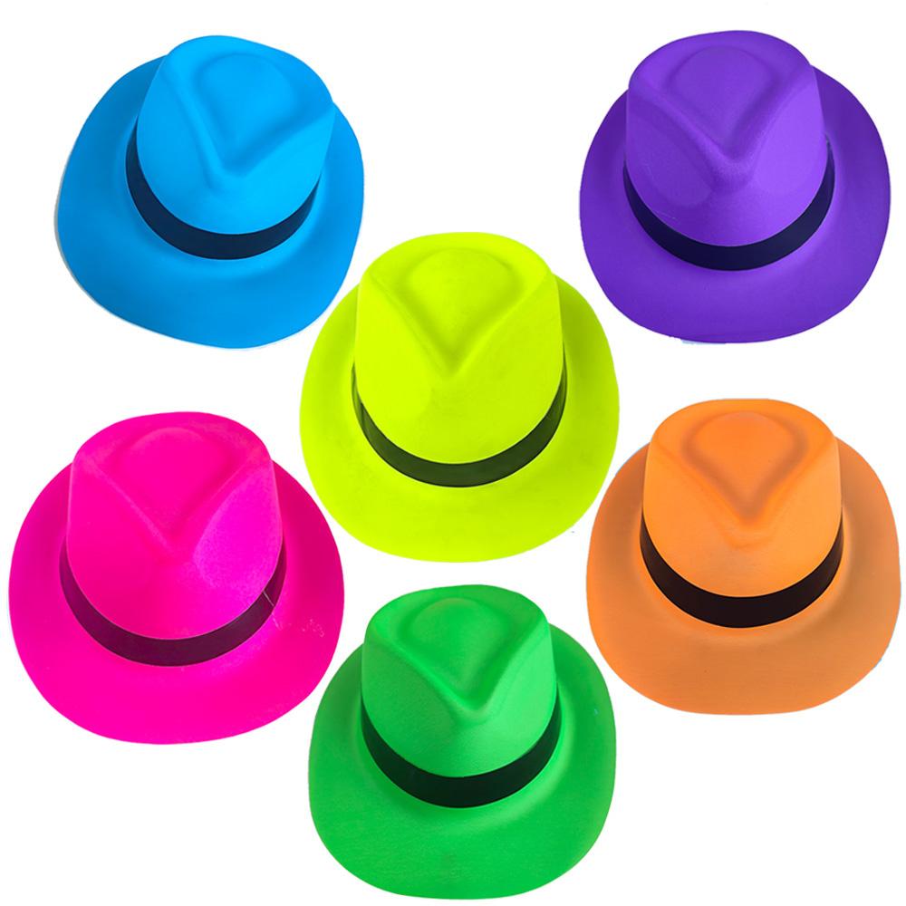 6 12 24 30 ks Neonové párty potřeby Neonové formální klobouky Svítí ve UV světle Párty fluorescenční klobouk UV světlo Párty dekorace Dospělí 5