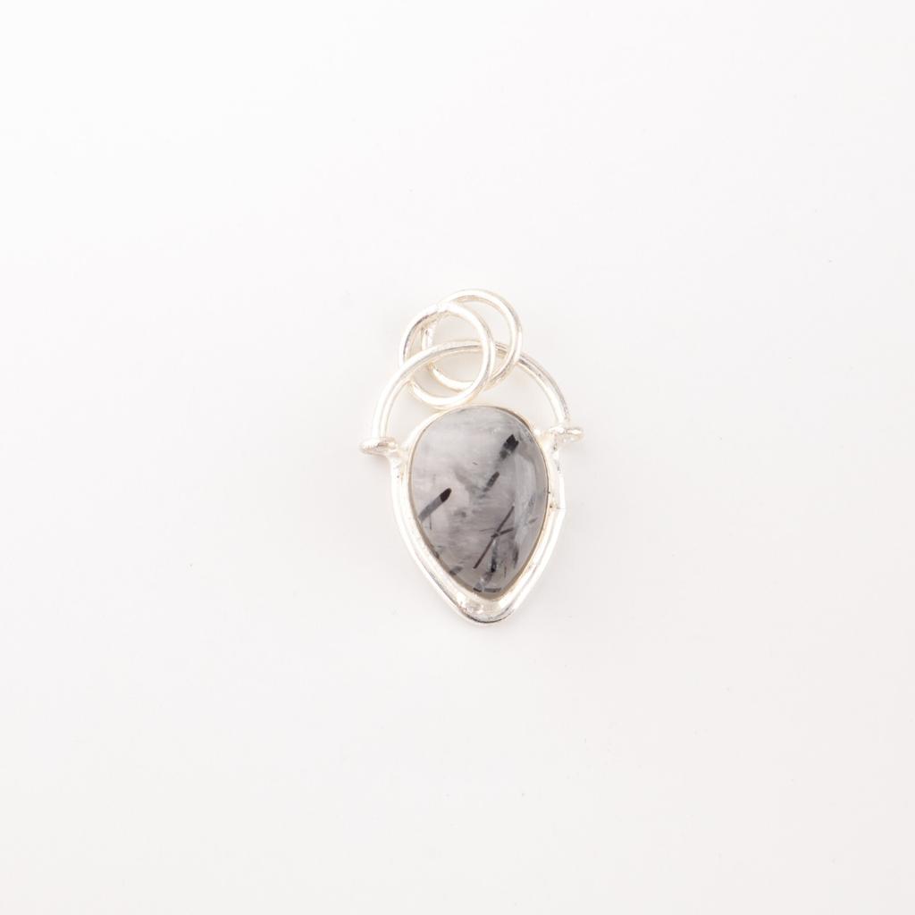 Black Rutile Gemstone 925 Sterling Silver Jewelry Handmade Pendant New year Gift PP-56-25