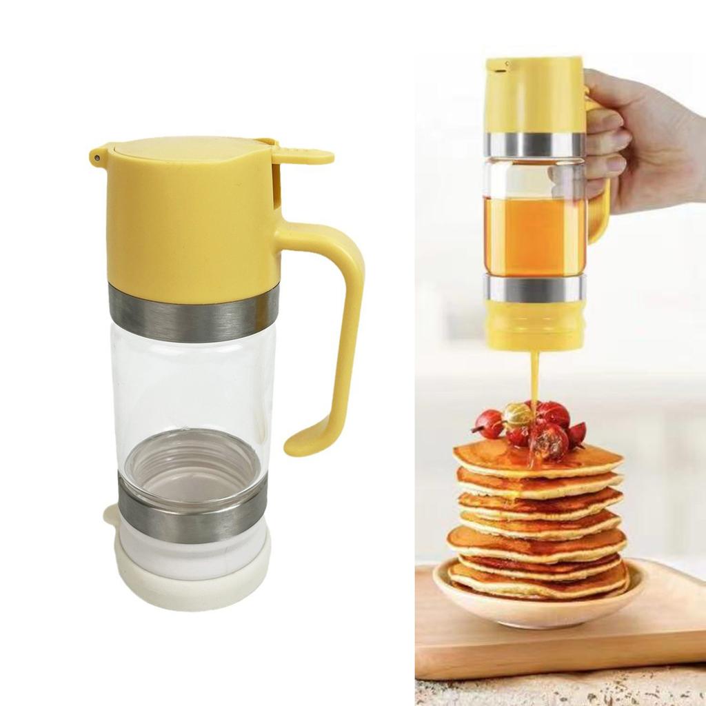 High Capacity Honeys and Syrup Dispenser Press Operated Honeys Jar with Handle for Breakfast and Cooking Kitchen Gadget