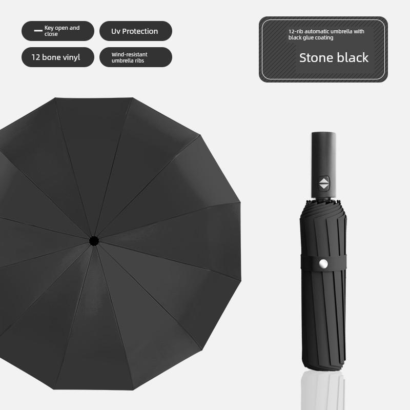 Automatic Umbrella Men's Large Reinforced Thickened Strong Wind-Resistant Sun Umbrella Folding Sun Umbrella Female Rain Or Shine Dual-Use Umbrella