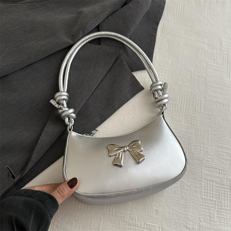 Trendy Pu Material Women's Bowknot Underarm Bag Chic Summer Shoulder Purse