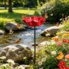 Handgefertigter Metall-Vogelfutterspender Gartenstab mit Bestäuber-Wasserstation Vogelbad für Wasserspender mit Blumendesign für Außendekoration im Garten