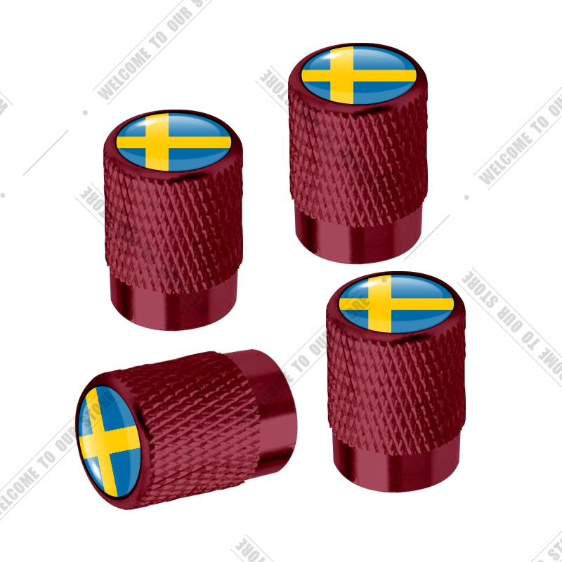 Auto CNC Aluminium R Design Schweden Flagge Emblem Für Volvo XC40 V90 S60 S80 S90 XC60 XC90 4 Stück Reifenventil Luftanschluss Ventilschaft Abdeckkappen