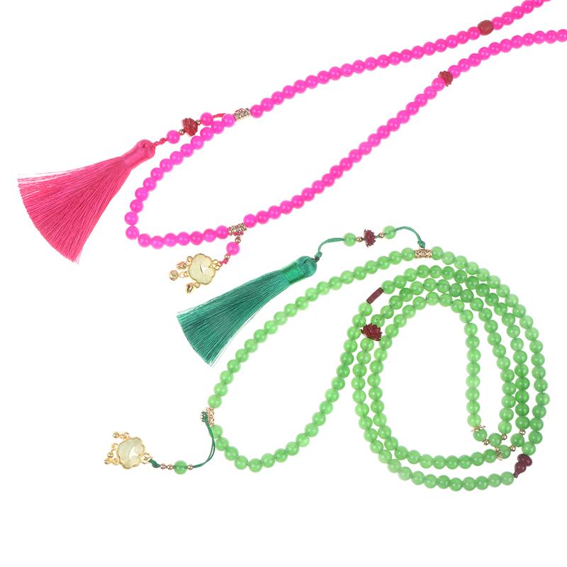 Fresh Ancient-Style Peace Buckle Necklace,New Tassel Beaded Long Crossbody Chain,Retro Jewelry For Women, Daily Accessory