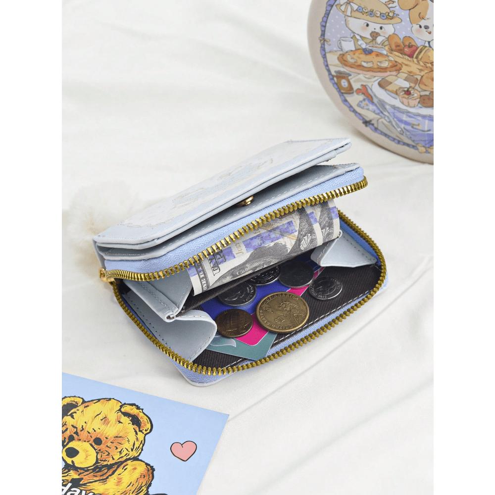 Bunny Design Women Short Trifold Zipper Wallet Business Casual Woman Card Case Gifts Essentials Items For Women Wallet Purse