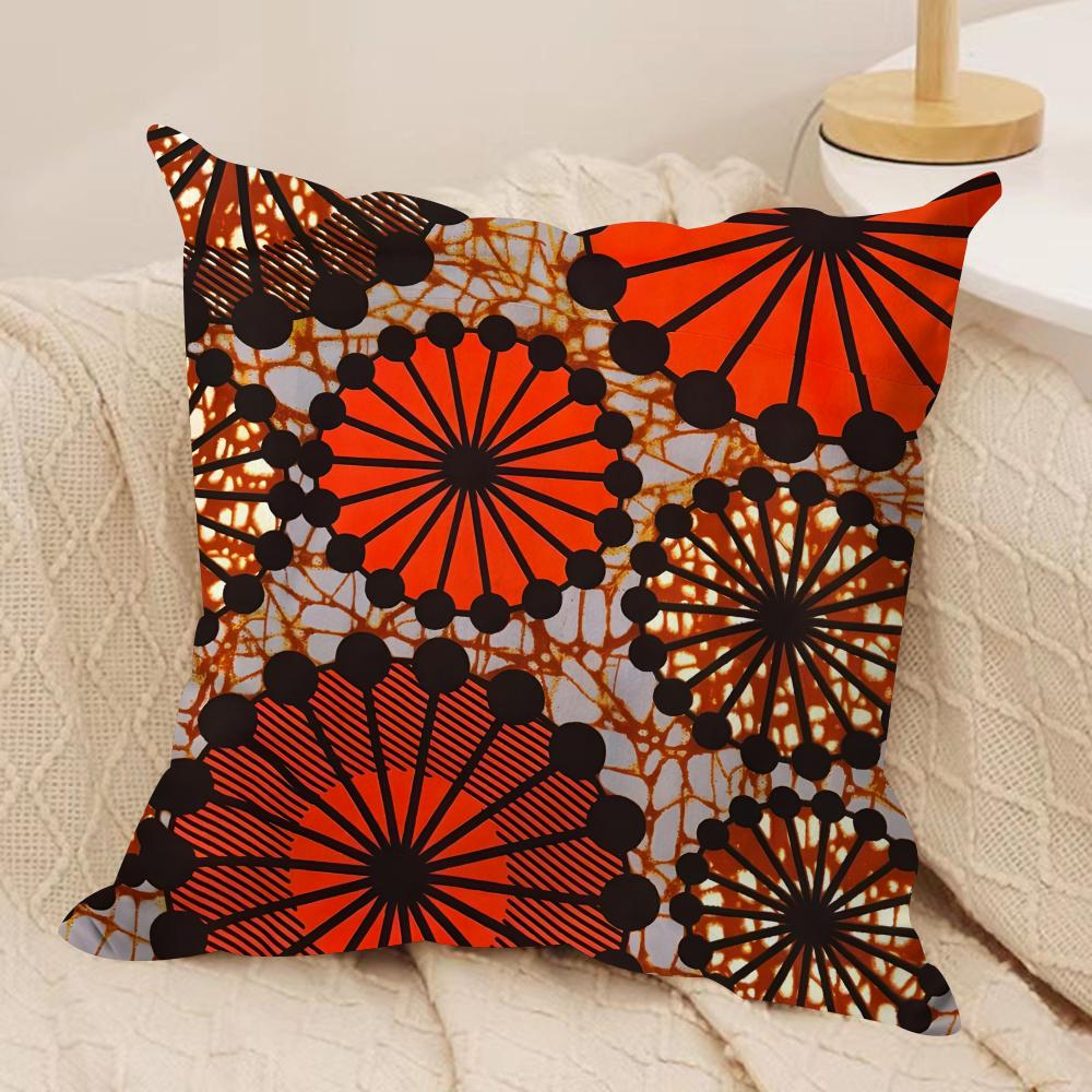African Style Fabric Print Cushion Cover Pillowcase Ultra Soft Skin Friendly Fabric Cloud Like Comfort & Concealed Zipper