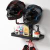180 Rotating Motorcycle Helmet Rack Wall Mounted with Double Hook Detachable Bicycle Helmet Display Rack