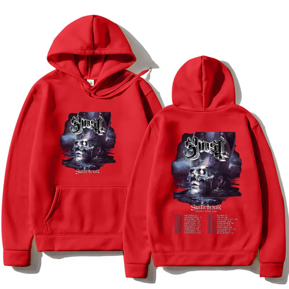 Pull à capuche du groupe Ghost Skeletour World Tour 2026 Vêtements pour hommes Harajuku Gothique Rétro Sweatshirt Décontracté Pulls Unisexes