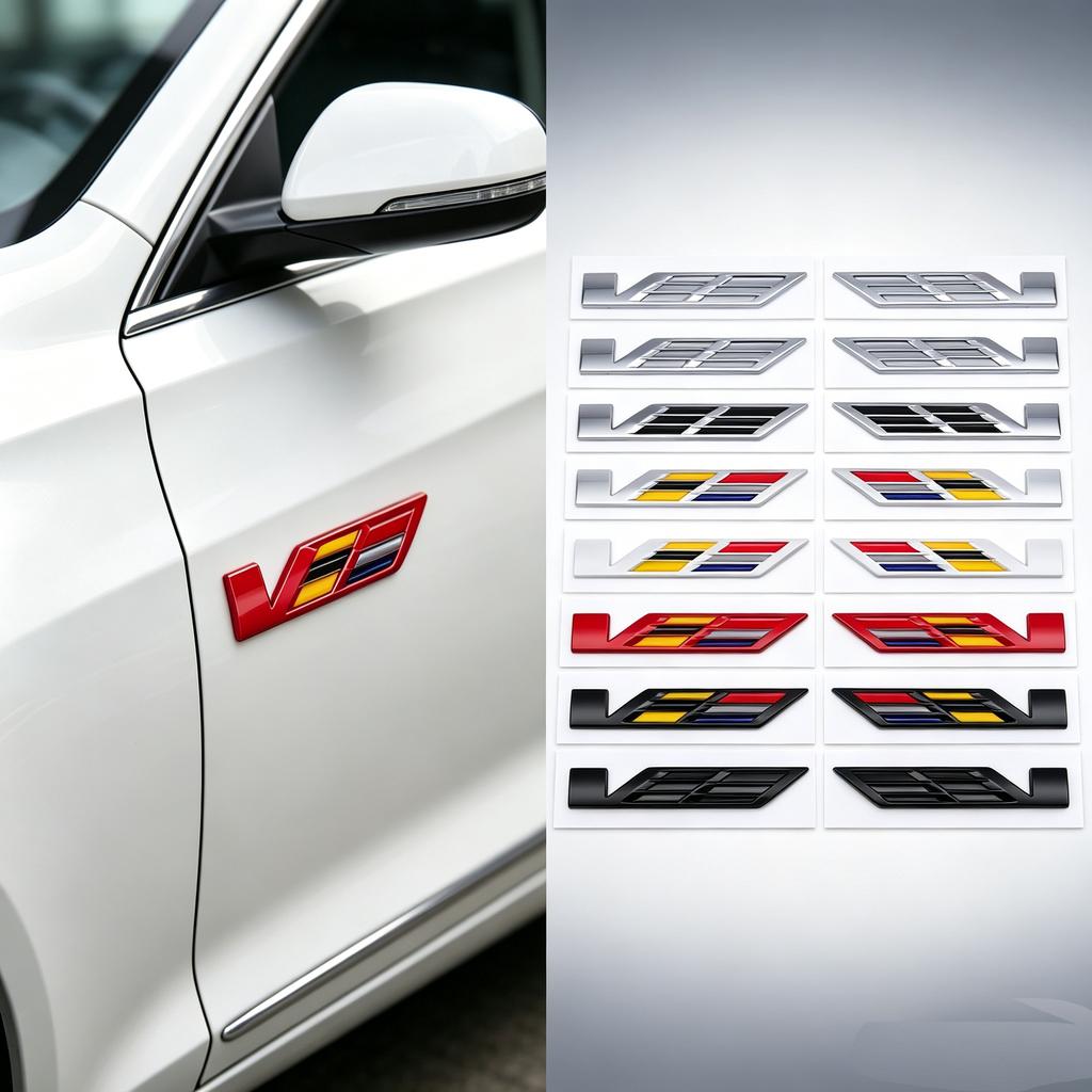 cvnqbg1 2Pcs 3D Metal V Logo Side Badge Stickers For Cadillac Escalade CTS ATS Eldorado XT4 XT5 XT6 CT4 CT5 CT6 Exterior Accessories