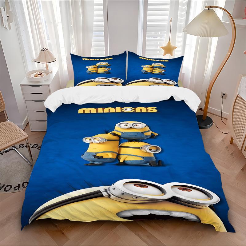 Minions Adventure Begins Print 3Pcs Bedding Setduvet Cover With 2 Bedropillowcase Home Birthday Gift