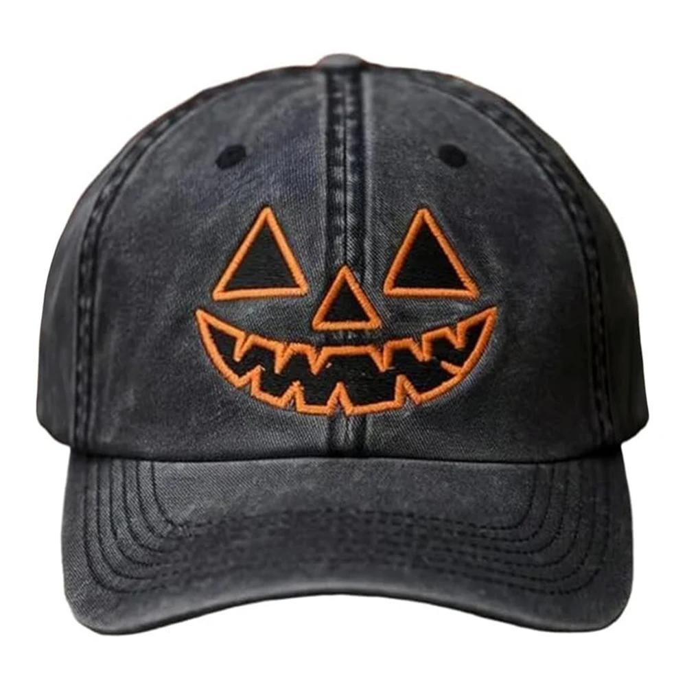 Halloween Pumpkin Face Baseball Hat for Women Men Funny Halloween Cap Ideal Gift for Outdoor Activities Fishing Camping & Daily