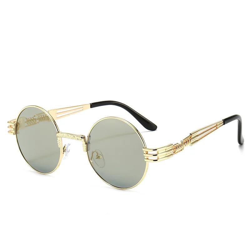 Gothic Red Steampunk Sunglasses Men Women Vintage Metal Round Sun Glasses Brand Designer Fashion Goggle Mirror Eyegalsses UV400