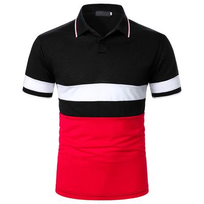 Herren-Frühlings- und Sommer-Freizeit-Patchwork-Hemd mit Revers und kurzen Ärmeln