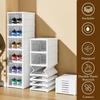 Etagen Stapelbare Schuhaufbewahrungsbox Set mit leicht zugänglicher, vorne montierter, wasserdichter, transparenter Kunststoff-Aufbewahrungsbox, keine Montage erforderlich