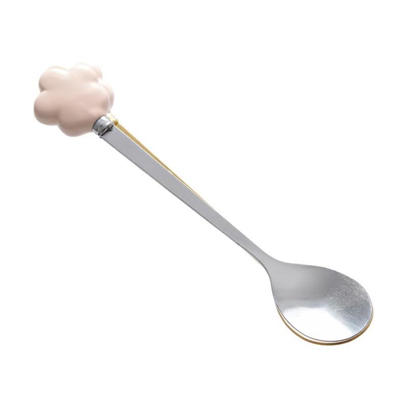 Cherry Blossom Stainless Steel Ceramic Spoon Household Children S Eating Spoon Spoon Spoon Small Round Spoon Spoon Small Spoon