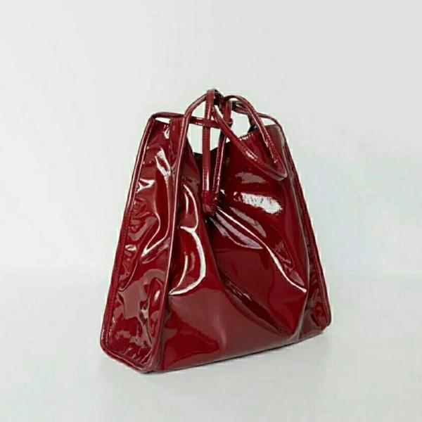 WTEMPO Solid Color Luxury Patent Leather Tote Bags Female Large Capacity Shoulder Bag Advanced Lady Top-handle Bag Shopping Bag Undearm Bag