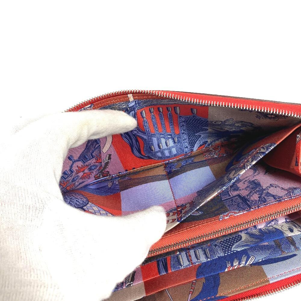 HERMES Azap Long Silk-In Wallet Zip Around Long Wallet Epsom Capusine Orange