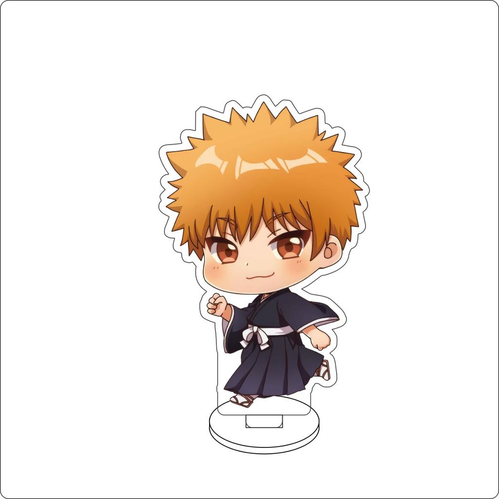 10CM Anime BLEACH Figure Stand Model Kurosaki Ichigo/Inoue Orihime/Ishida Uryuu Cute Desk Decor Standing Sign Gifts
