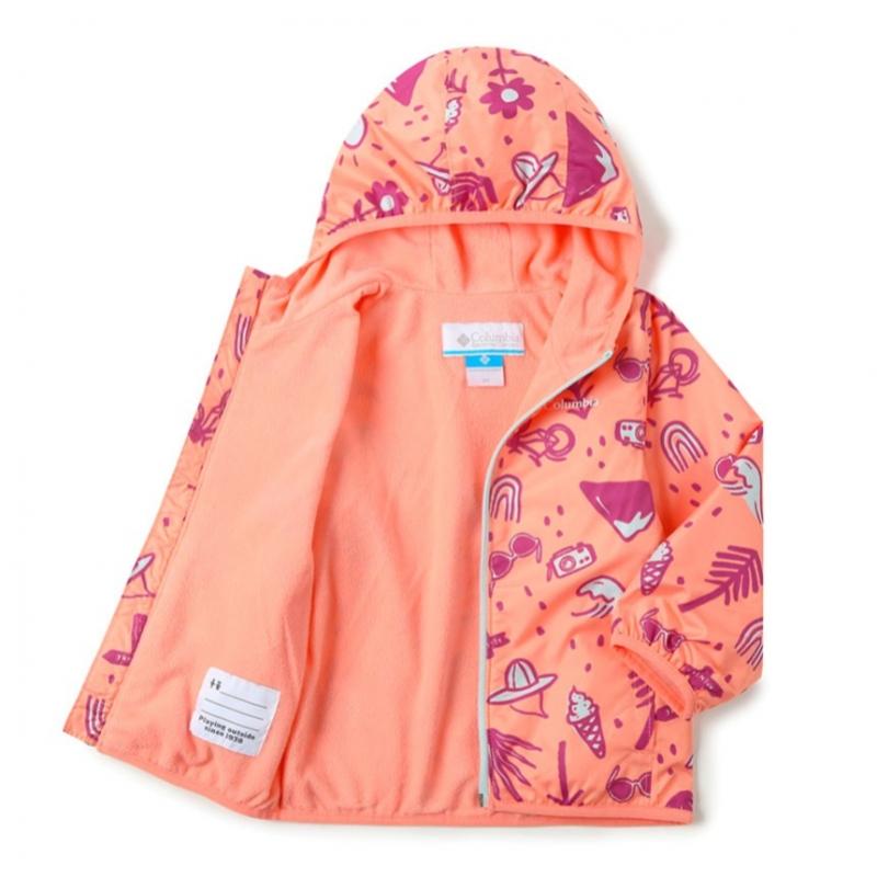 Columbia Kids Kids Windbreaker Hoodie Zip Jacket Coral