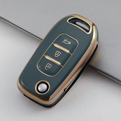 Golden-edged Car Key Case Fob Cover Shell for Renault Kadjar Captur Megane 3 Symbol Logan 2 Sandero 2 Dacia Duster Keychain Accessories