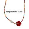 Resin Flower Pendant Necklace Crystal Bead Choker Sweet Dopamine Clavicle Chain Choker Jewelry for Women Girl Teen