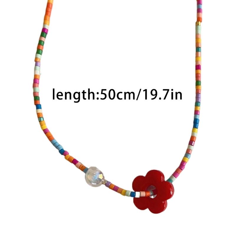 Resin Flower Pendant Necklace Crystal Bead Choker Sweet Dopamine Clavicle Chain Choker Jewelry for Women Girl Teen